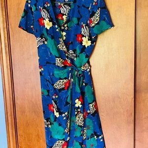 Silk print wrap dress